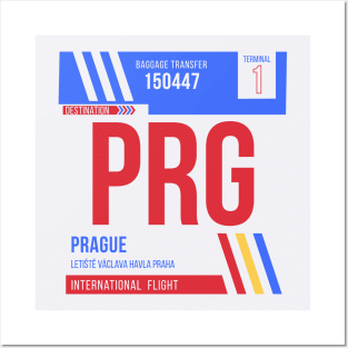 Prague (PRG) Airport Code Baggage Tag Posters and Art